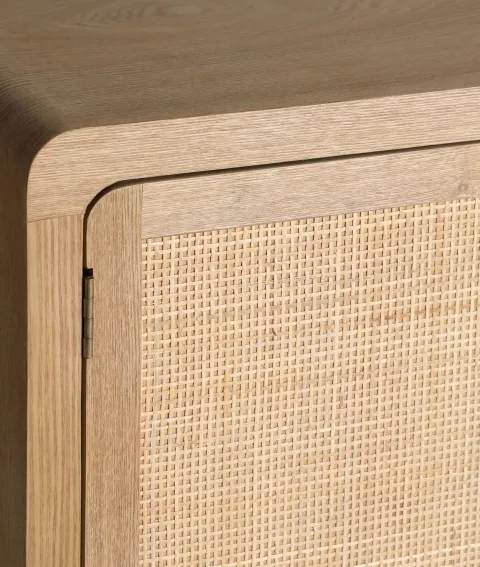 Mueble TV en Madera Abeto y Ratán Malena, Nórdico (160x40x63cm) - Imagen 3