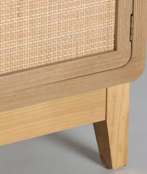 Mueble TV en Madera Abeto y Ratán Malena, Nórdico (160x40x63cm) - Imagen 4