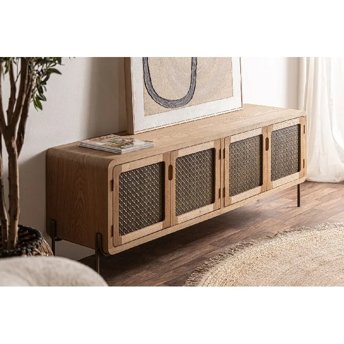 Mueble Auxiliar-Tv Madera de Pino Armand, Contemporáneo (161x40x56 cm) - Imagen 2