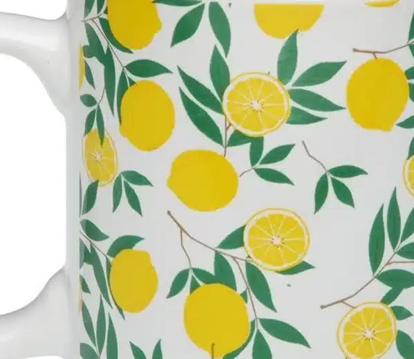 Set 2 Mugs Porcelana Blanca «Fruits Lemons», Vintage(12x8x9,5 cm) - Imagen 2
