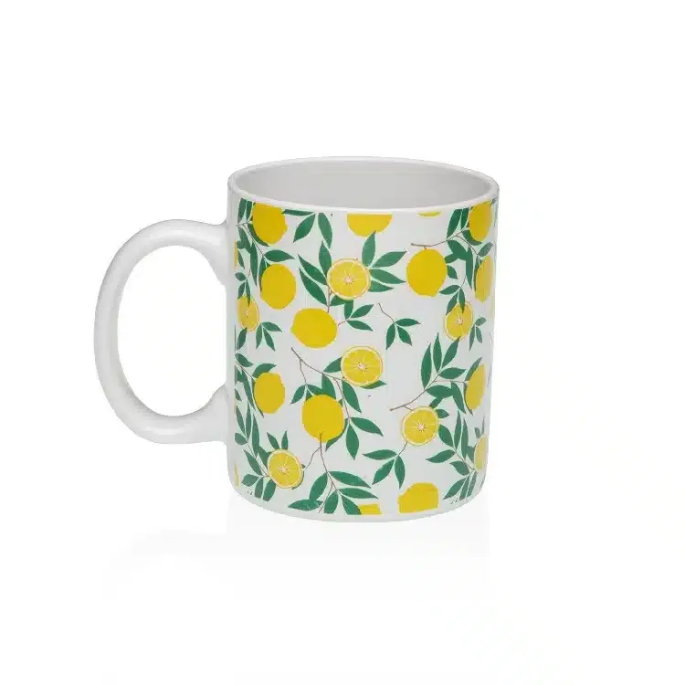 Set 2 Mugs Porcelana Blanca «Fruits Lemons», Vintage(12x8x9,5 cm)