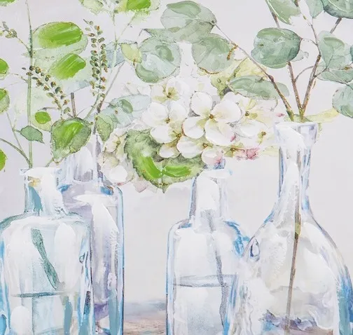 Óleo Jarrones Ramas Verdes (50x3x70cm) - Imagen 2