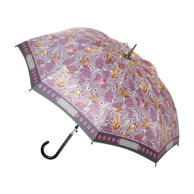 Paraguas Largo Azul Flores Multicolor Catalina Estrada - Imagen 3