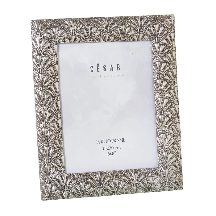 Portafotos Resina Plata Marco Grabado Abanicos (15×20 cm) - Imagen 2