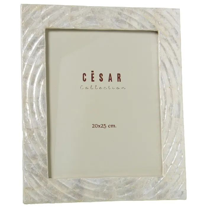 Portafotos Nácar Blanco Grabados Ondas (20x25cm)