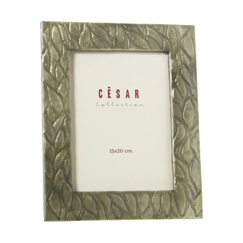 Portafotos Nácar Verde Marco Hojas Grabadas (15×20 cm)