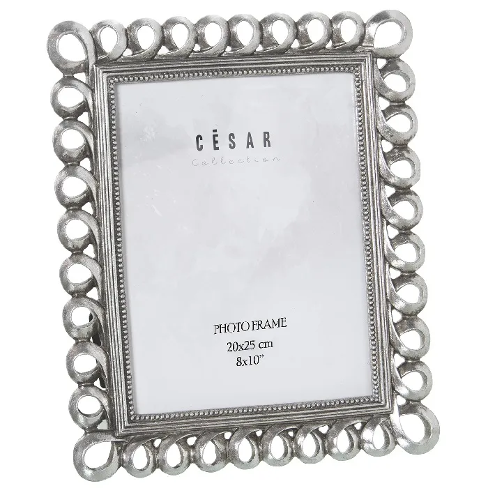 Portafotos Resina Plata Vieja Marco Calado Círculos (20x25cm)