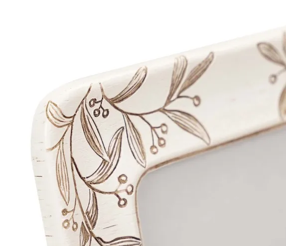 Portafotos Resina Marco Blanco Decapado Ramas Natural (13x18cm) - Imagen 2