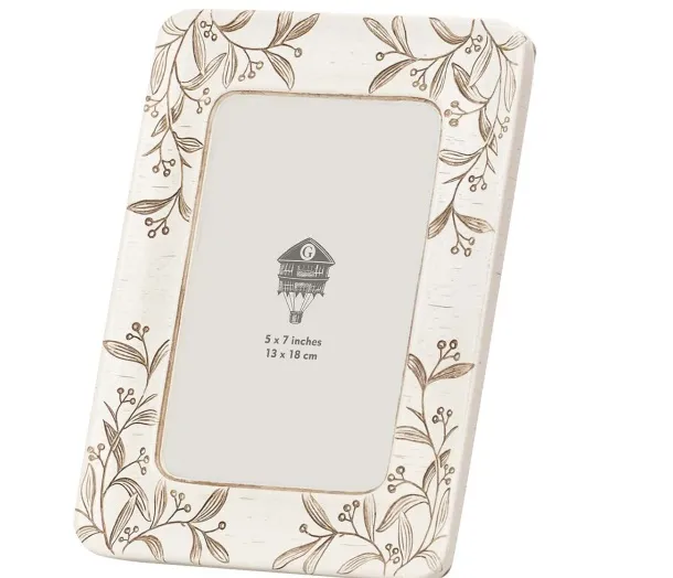 Portafotos Resina Marco Blanco Decapado Ramas Natural (13x18cm)