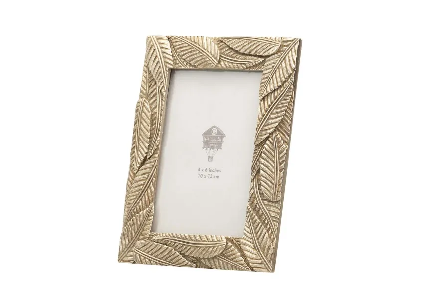 Portafotos Resina Marco Hojas Grabadas Champagne (10×15 cm)