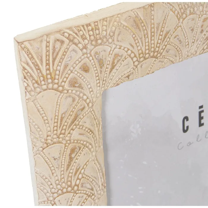 Portafotos Resina Natural Blanco Grabados Abanicos (15x20cm) - Imagen 2