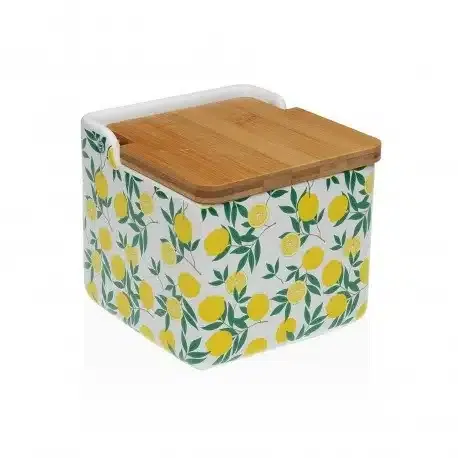 Salero Cerámica Blanca Fruits Lemons, Vintage (12x12x11,5 cm)