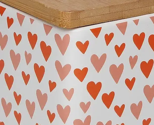 Salero Cerámica Blanca Corazones Rojos, Vintage (12x12x11,5cm) - Imagen 3