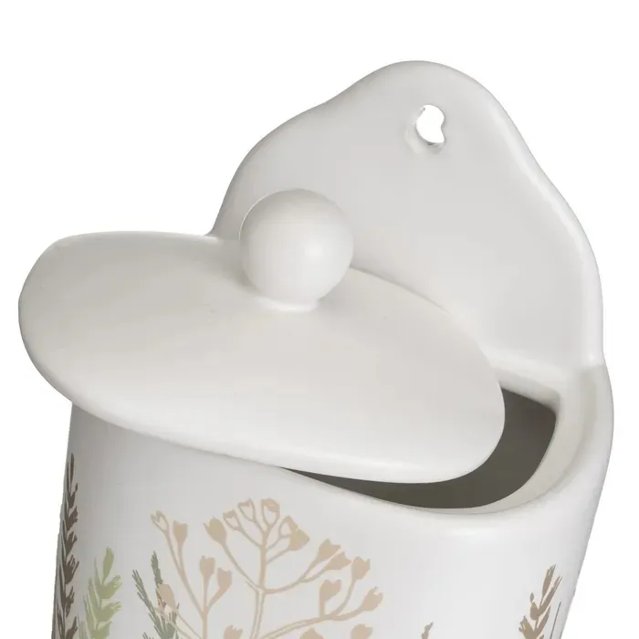 Salero Cerámica Blanca Ramas Marrones, Vintage (12x9x15cm) - Imagen 3