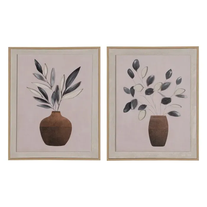 Set Dos Cuadros Jarrones con Ramas Verdes (40x2x60 cm)