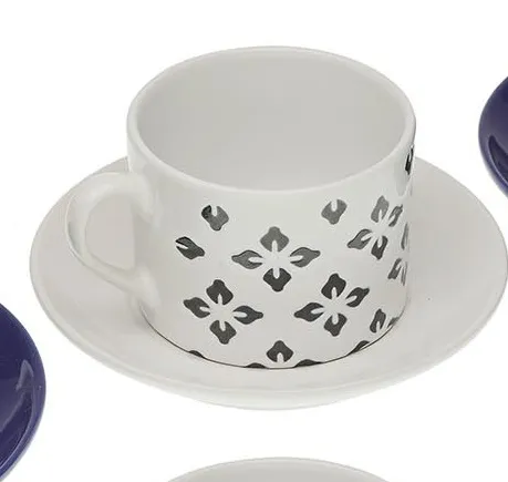 Set 6 Tazas Té Cerámica Mandalas Blancas y Azules - Imagen 3