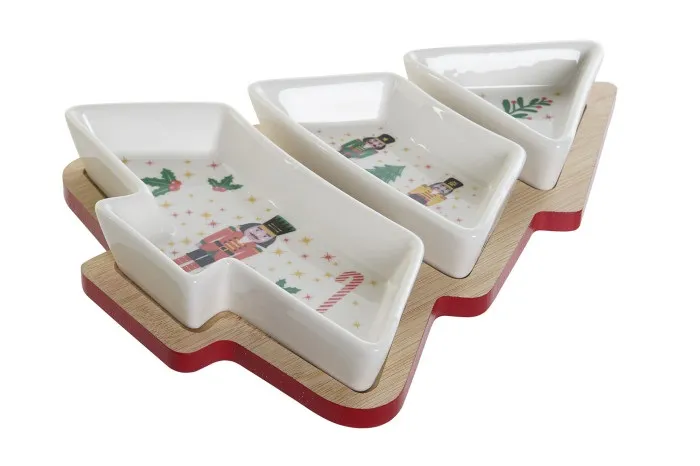 Entremesera Navidad Cerámica y Bambú «Papá Noel»(18x18x13 cm) - Imagen 4