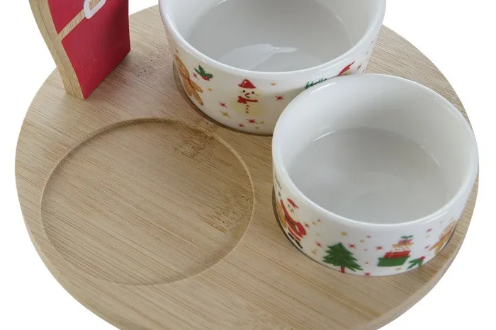 Entremesera Navidad Cerámica y Bambú «Papá Noel»(18x18x13 cm) - Imagen 2