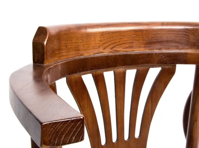 Set 2 Sillas Madera de Olmo Marrón Oscuro y Ratán Gijón, Vintage (59x46x78 cm) - Imagen 2