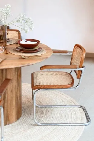 Set 4 Sillas en Metal y Madera de Olmo Marrón Oscuro Albany, Retro (66x62x79 cm) - Imagen 2