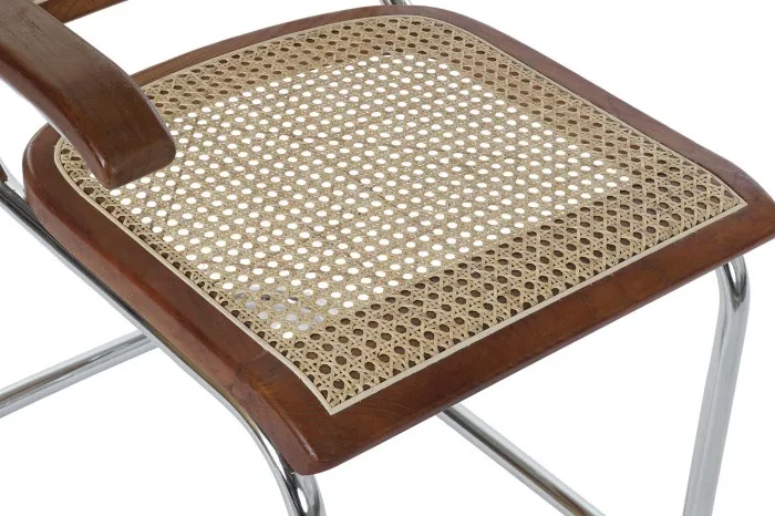 Set 4 Sillas en Metal y Madera de Olmo Marrón Oscuro Albany, Retro (66x62x79 cm) - Imagen 3