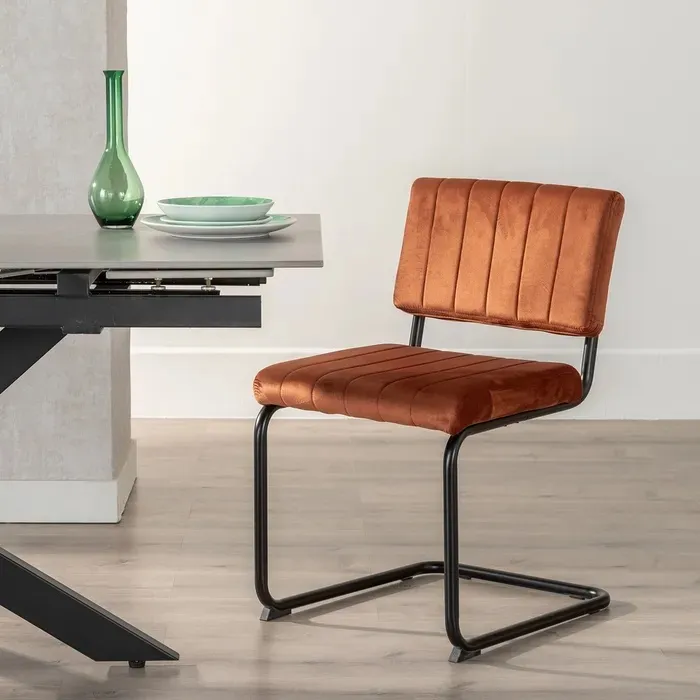 Set 4 Taburetes en Terciopelo Marrón Tuscany, Retro (44x50x115 cm) - Imagen 5