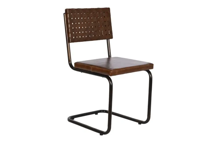 Set 2 Sillas Piel Marrón Trenzada Lisburn, Vintage (44x53x88 cm)