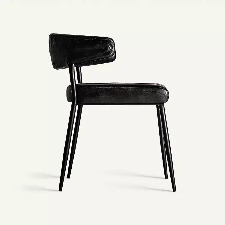 Set 2 Sillas Piel Negra y Metal Lisburn, Vintage (45x52x71cm) - Imagen 2