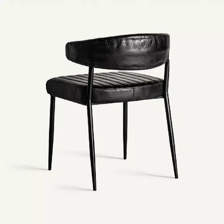 Set 2 Sillas Piel Negra y Metal Lisburn, Vintage (45x52x71cm) - Imagen 3