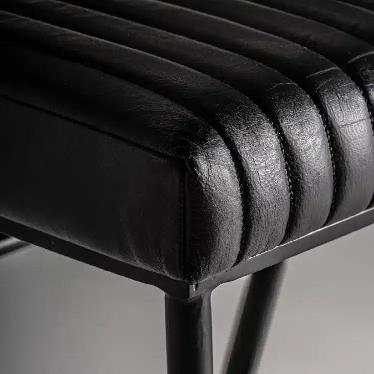 Set 2 Sillas Piel Negra y Metal Lisburn, Vintage (45x52x71cm) - Imagen 5