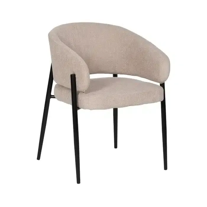 Set 2 Sillas Tapizadas en Tejido Beige Quebec (60x57x79 cm)