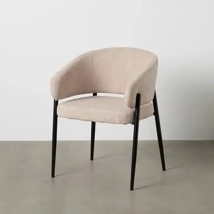 Set 2 Sillas Tapizadas en Tejido Beige Quebec (60x57x79 cm) - Imagen 2