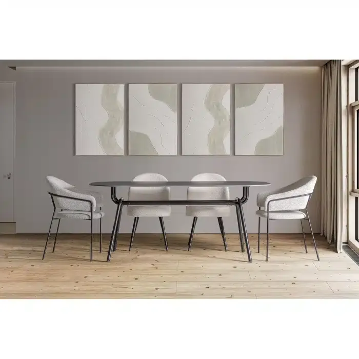 Set 2 Sillas Apoyabrazos Tapizado Gris Albany, Moderno (50x57x82 cm) - Imagen 2