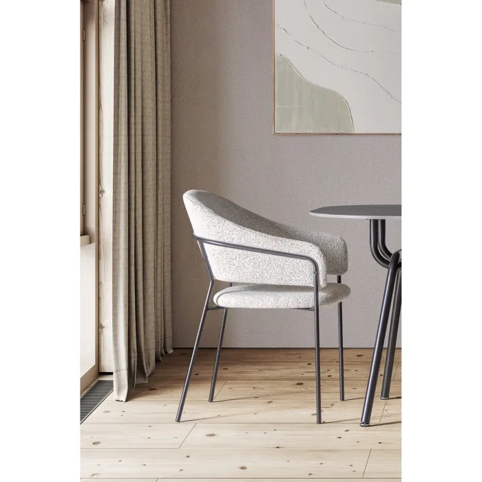 Set 2 Sillas Apoyabrazos Tapizado Gris Albany, Moderno (57x58x82 cm) - Imagen 2