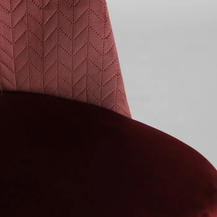 Set 2 Sillas Tapizadas en Terciopelo Burdeos Pespuntes Espiga, Industrial (49x54x88) - Imagen 5