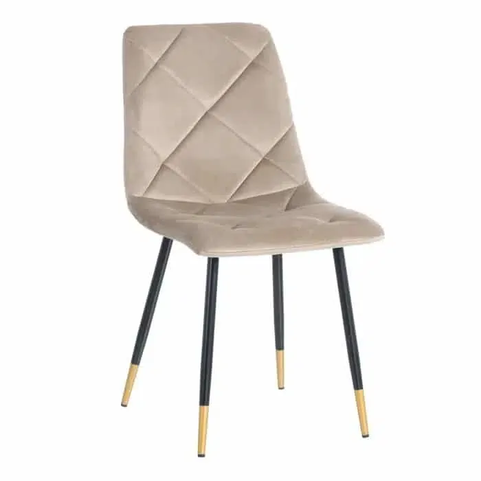 Silla Terciopelo Rombos Taupé-Metal Dallas, Industrial(45x50x86cm)