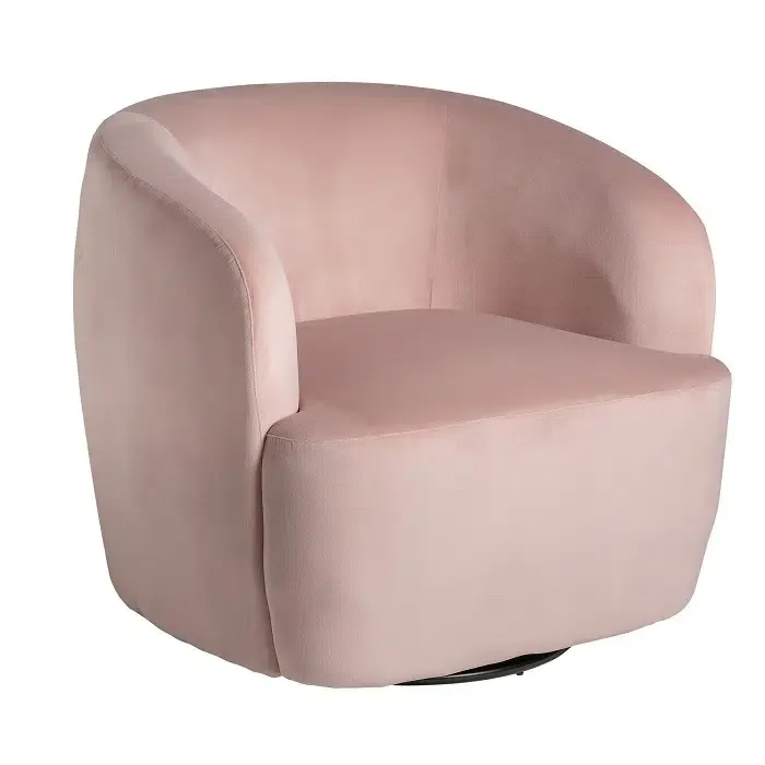 Sillón Terciopelo Rosa Giratorio Bloom, Moderno (80x83x74 cm)