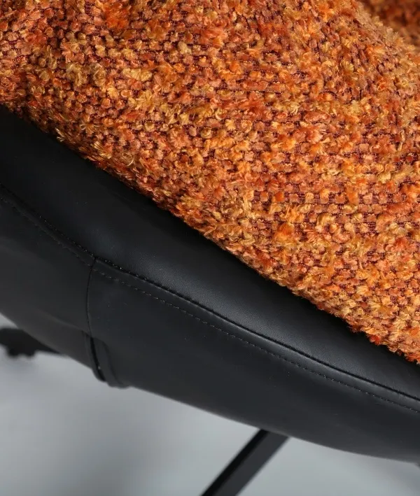 Sillón Giratorio Negro Tapizado Bouclé Naranja Mosa, Contemporáneo (100x97x95 cm) - Imagen 3