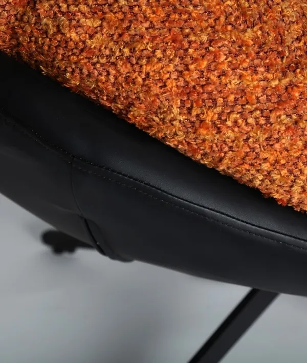 Sillón Giratorio Negro Tapizado Bouclé Naranja Mosa, Contemporáneo (100x97x95 cm) - Imagen 5