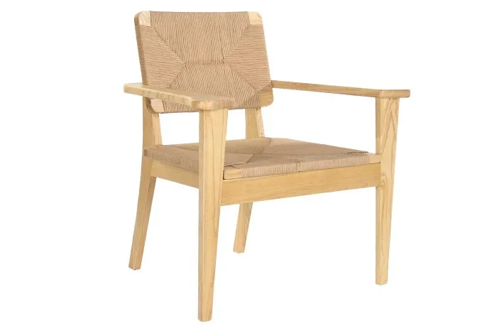 Set 2 Sillones Madera de Olmo y Fibras Naturales, Écija (83x62x84 cm)