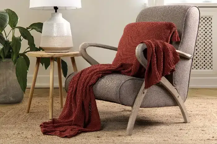 Sillón Madera Natural Tejido Jaspeado Marrón Acke, Nórdico ( 67x72x85 cm) - Imagen 2