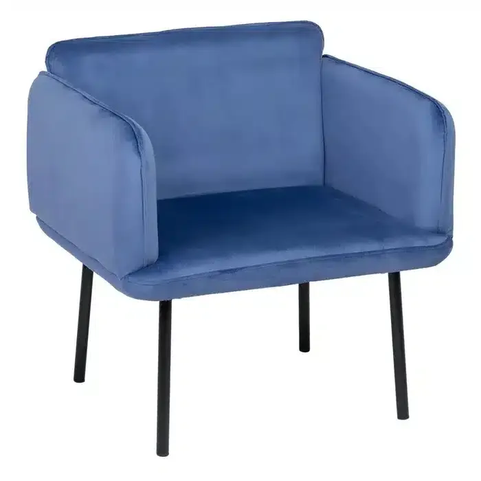 Sillón Manhattan Terciopelo Azul Moderno (76x64x77cm)
