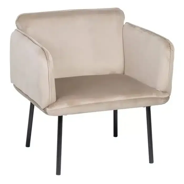 Sillón Manhattan Terciopelo Beige Moderno (76x64x77cm)