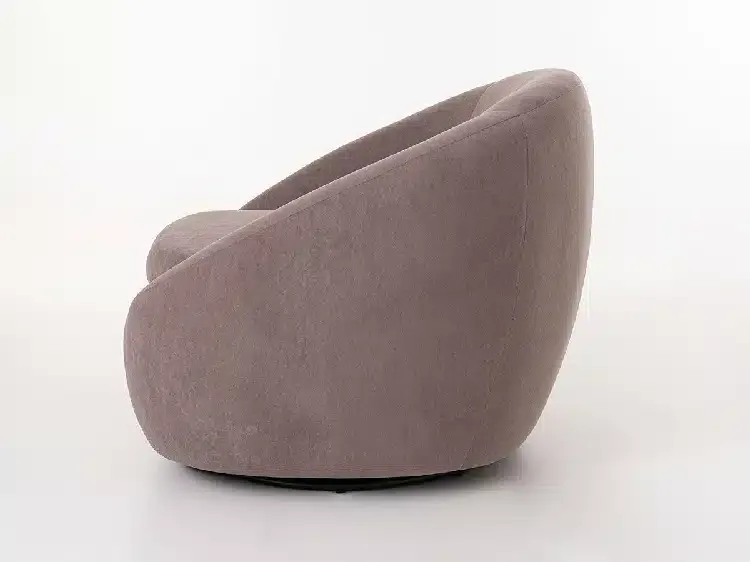 Sillón Redondo Giratorio Terciopelo Taupe, Contemporáneo (68x83x95 cm) - Imagen 2