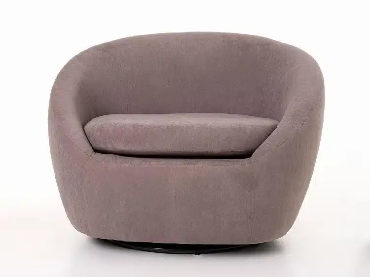 Sillón Redondo Giratorio Terciopelo Taupe, Contemporáneo (68x83x95 cm)