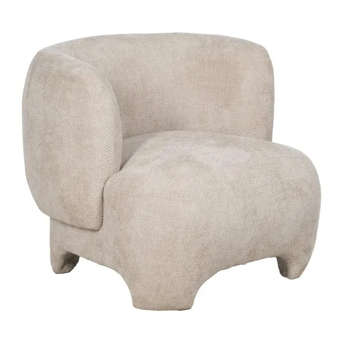 Sillón Redondo Chenilla Beige Bard, Contemporáneo (80x80x71 cm)