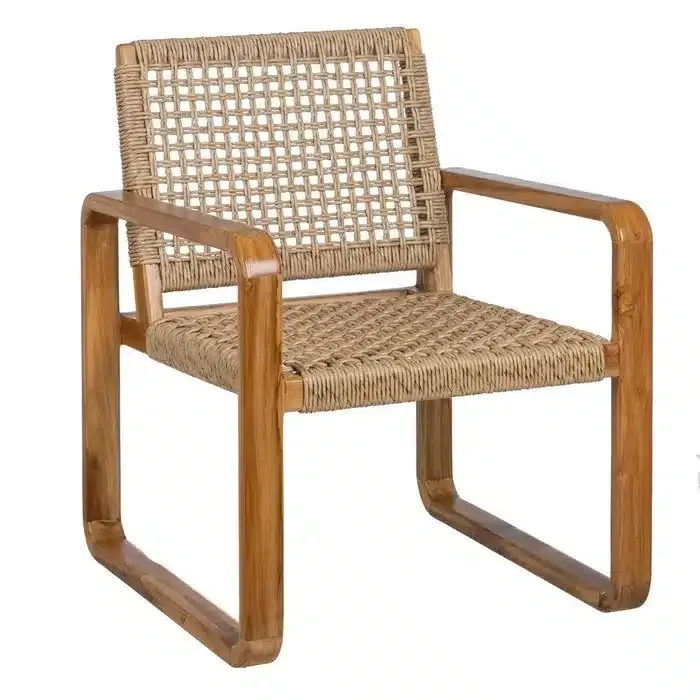 Sillón Teca y Fibras Naturales Neo, Contemporáneo (65x68x83cm)