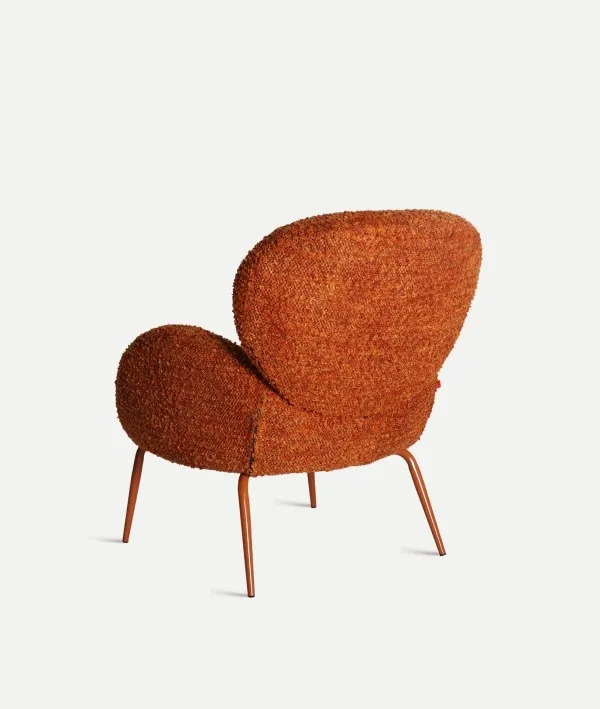 Sillón Tapizado Bouclé Naranja Mosa, Contemporáneo (77x88x86 cm) - Imagen 2