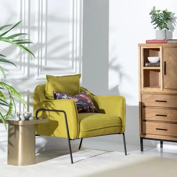 Sillón metal-tejido beige Sidney,moderno(77x70x74cm) - Imagen 2