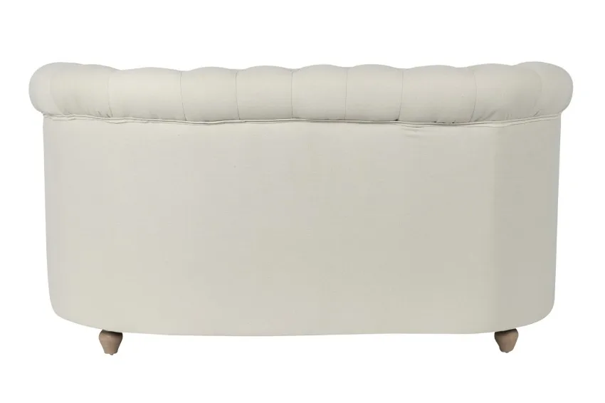 Sofá Dos Plazas Chéster Lino Blanco Fígaro, Clásico (130x80x70 cm) - Imagen 3